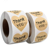FungLam Thank You Stickers, 1.5” Heart Shaped Stickers & 1.25" Round Adhesive Labels for Party, Wedding, Gift or Birthday