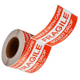 FungLam 4'' x 6'' Fragile Stickers, Fragile - Handle with Care - Do Not Drop - Thank You Shipping and Packing Warning Stickers - 500 Permanent Adhesive Labels Per Roll