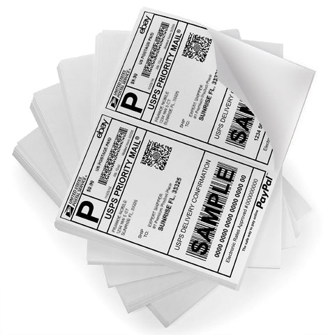 FungLam Half Sheet Self Adhesive Shipping Labels for Laser & Inkjet Printers, 8.5 x 5.5 Inches, White